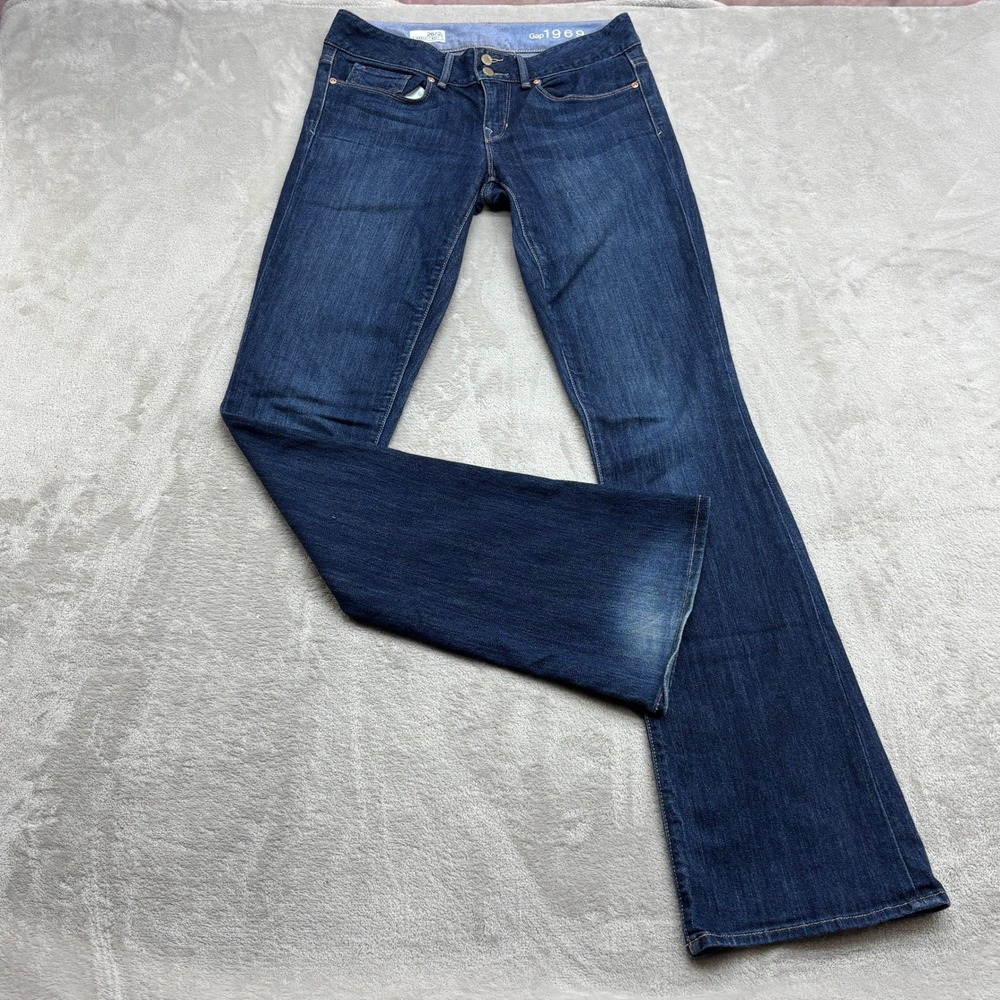 Gap Perfect Bootcut Jeans Womens 26/2L Dark Blue 1969 Low Rise Flare Y2K Denim